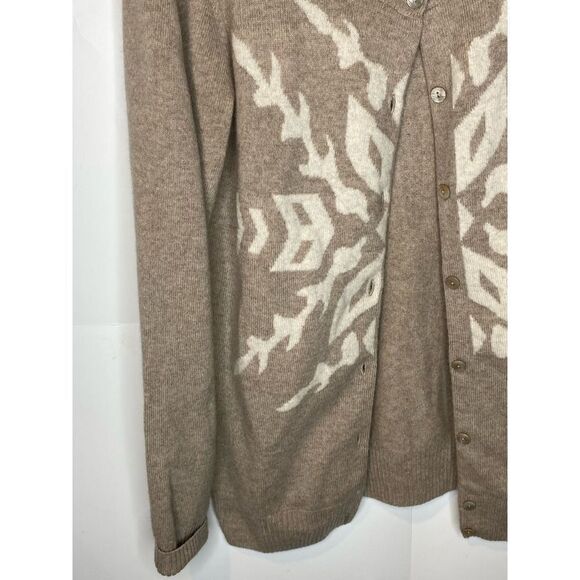 Cashmere collection cashmere merino wool snowflake sweater cardigan beige tan so - Picture 4 of 8